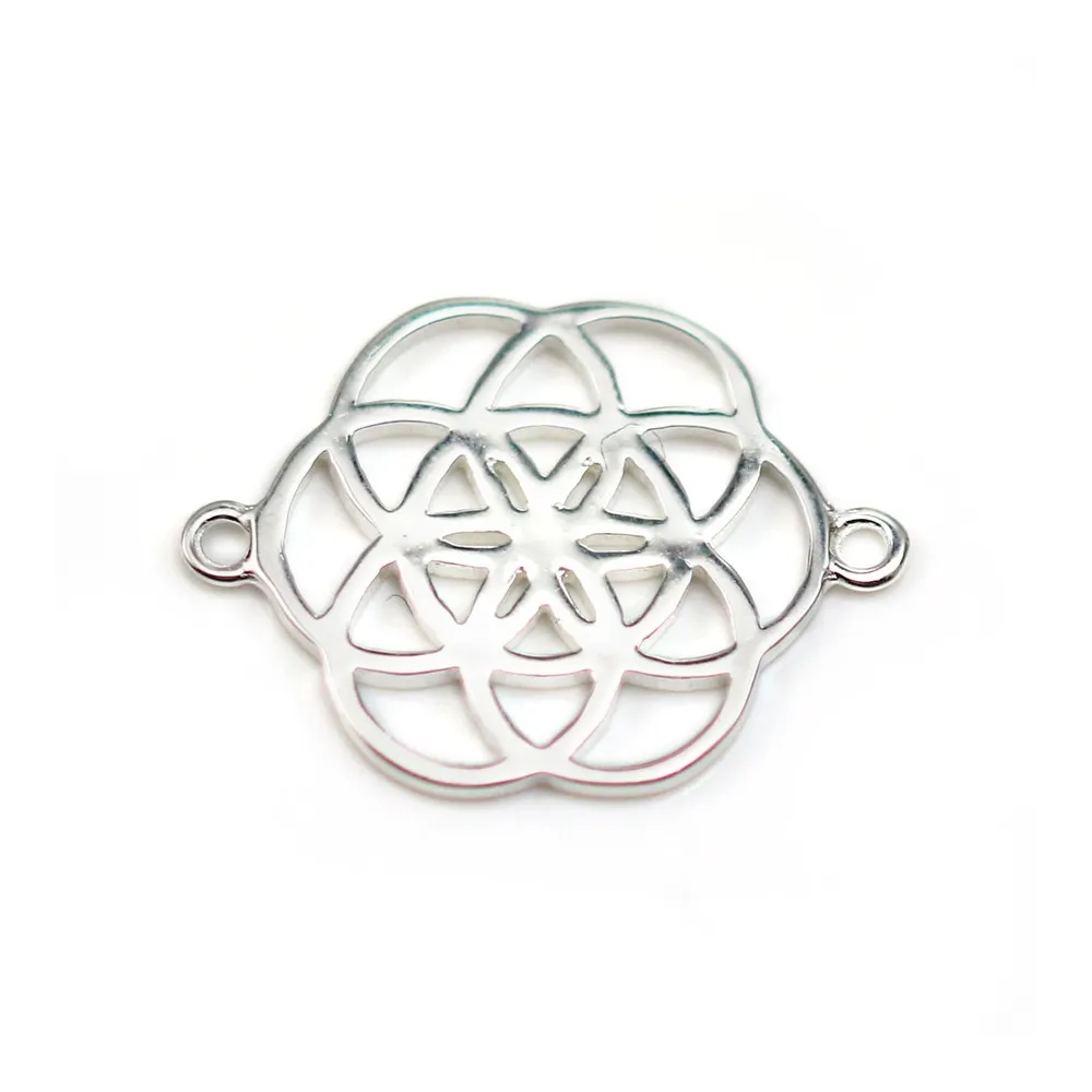 Intercalary flower silver 925 rhodié, 16x22mm x 1pc