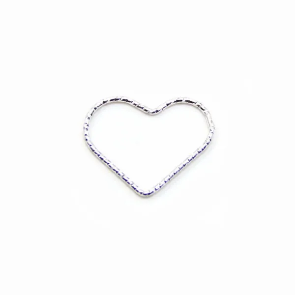 Intercalaire coeur martèle ,16x20mm, argent 925  x 2pcs