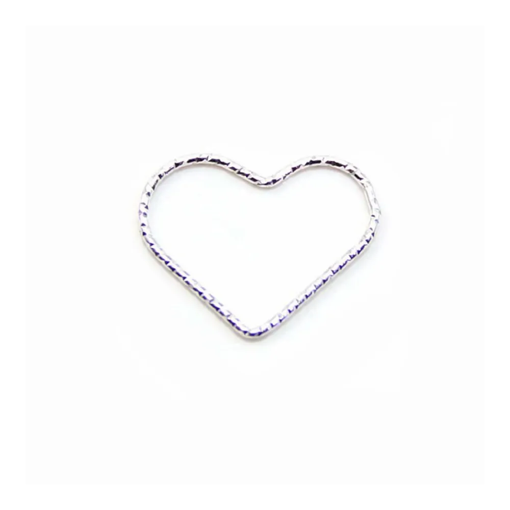 925 Silver Rings , heart, hammered, 16x20mm x 2pcs