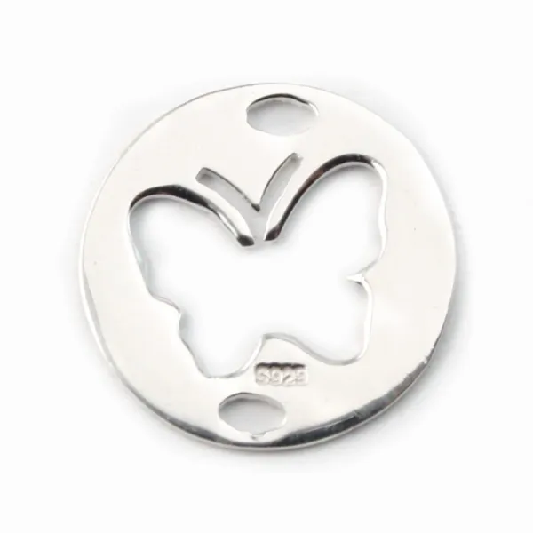 Argent 925 ronde intercalaire dessin papillon 15mm  x 1pc