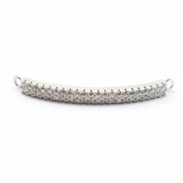 Argent 925 rhodie  pendantif  BARETTE& zircons38MM avec anneau 3mm x 1pc