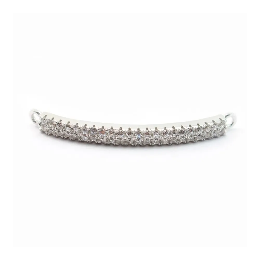 Argent 925 rhodie  pendantif  BARETTE& zircons38MM avec anneau 3mm x 1pc