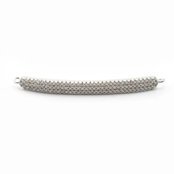 Argent 925 rhodie  pendantif  BARETTE& zircons38x3.5MM avec anneau 3mm x 1pc
