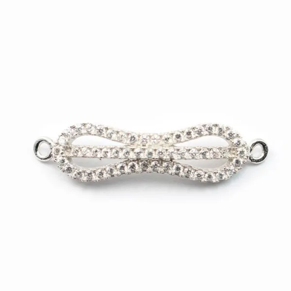 Argent 925 rhodie  pendantif  3RANGS zircons 28x7mm avec anneau 3mm x 1pc
