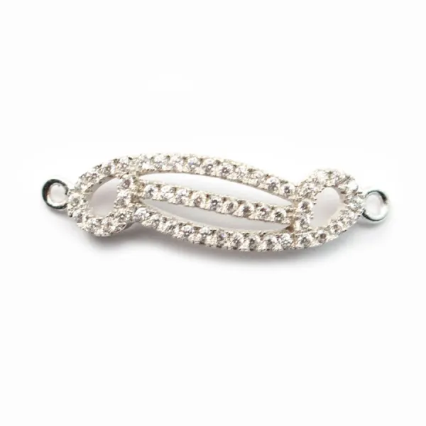 Argent 925 rhodie  pendantif  3RANGS zircons 28x7mm avec anneau 3mm x 1pc