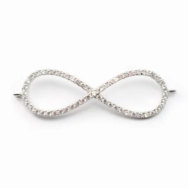 Argent 925 rhodie  pendantif HUIT& zircons 43x13MM avec anneau 2.5mm x 1pc