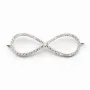 Argent 925 rhodie  pendantif HUIT& zircons 43x13MM avec anneau 2.5mm x 1pc