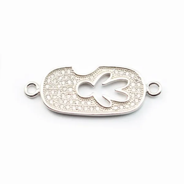 Prata oval 925 ródio e óxido de zircónio 30x11mm x 1pc