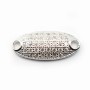 Sterling Silver 925 rhodium oval & zircons 16x7mm with ring 2.5mm x 1pc