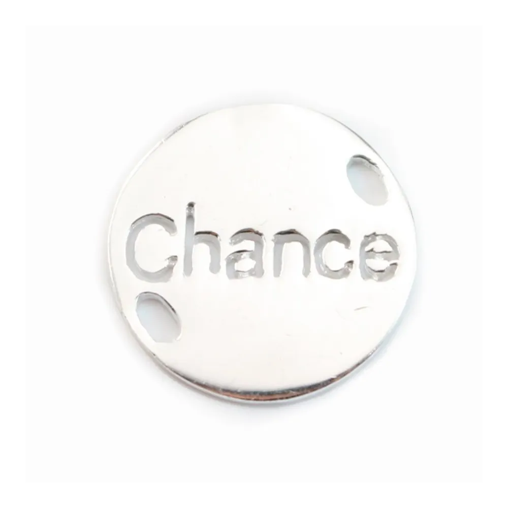 Breloque ronde Chance 15mm Argent 925  x 1pc