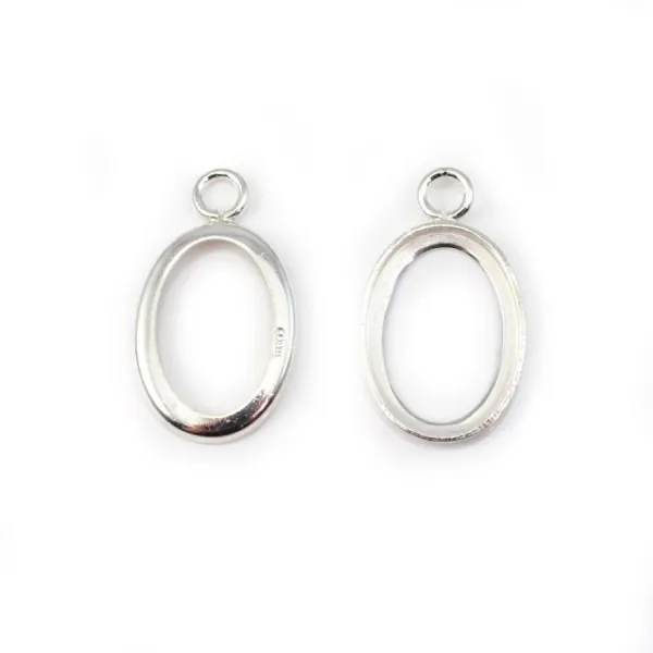 Pendentif support  pour cabochon ovale, argent 925, 10x14mm x 1pc