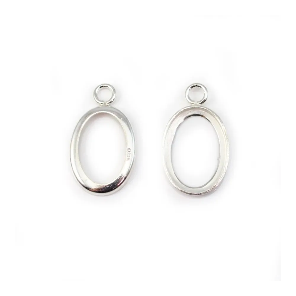 Pendentif support  pour cabochon ovale, argent 925, 10x14mm x 1pc