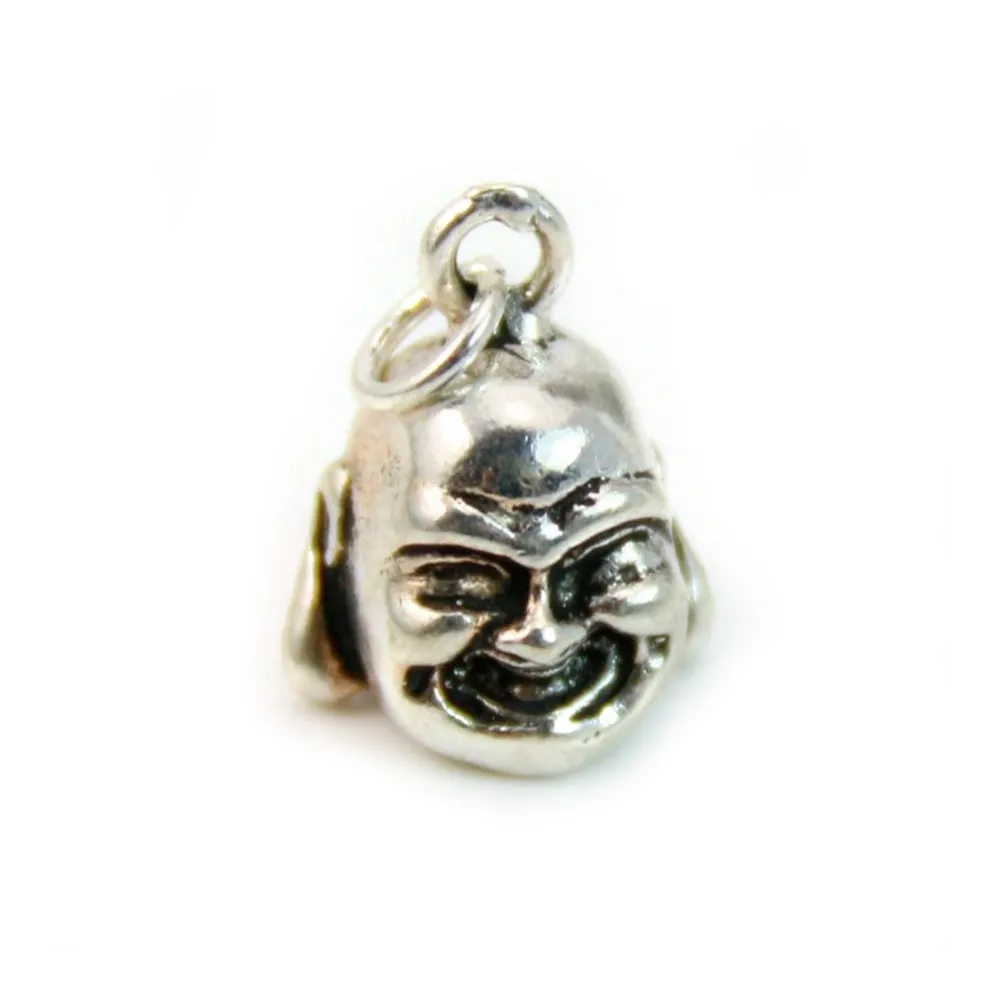 Breloque à tête de Bouddha Argent 925 10mm avec anneau 4mmX 1pc