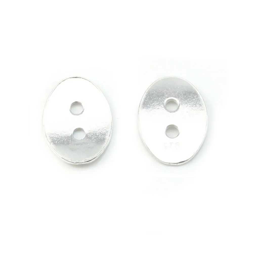 Argent 925 ovale bouton 9.5x13mm x 1pc