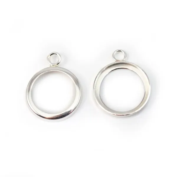 Pendentif support  pour cabochon ronde, argent 925, 14mm x 1pc