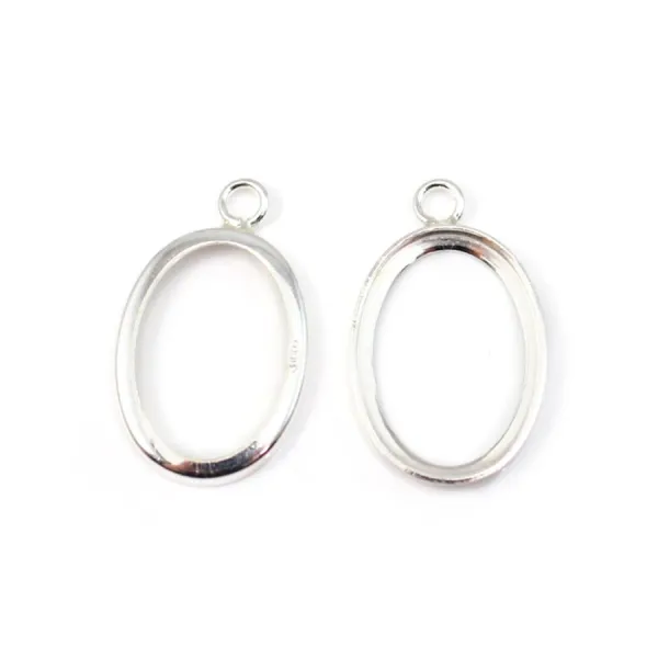 Pendant support  for cabochon oval,sterling silver, 13x18mm x 1pc