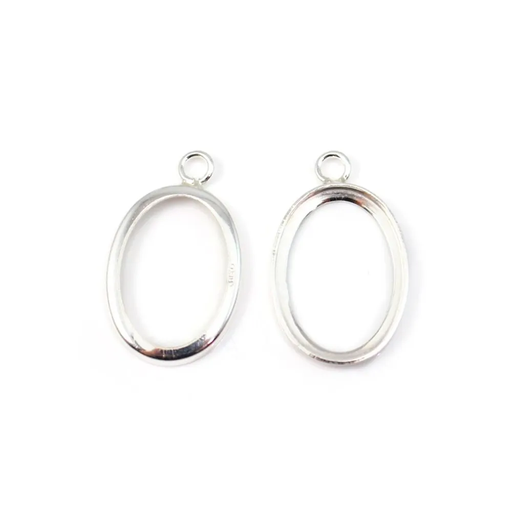 Pendentif support  pour cabochon ovale, argent 925, 13x18mm x 1pc