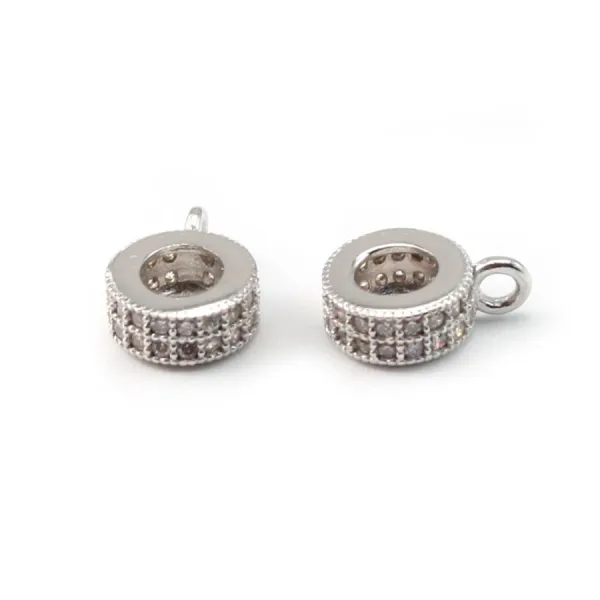 Attache pendentif rond zicon 10 mm en Argent 925 x1