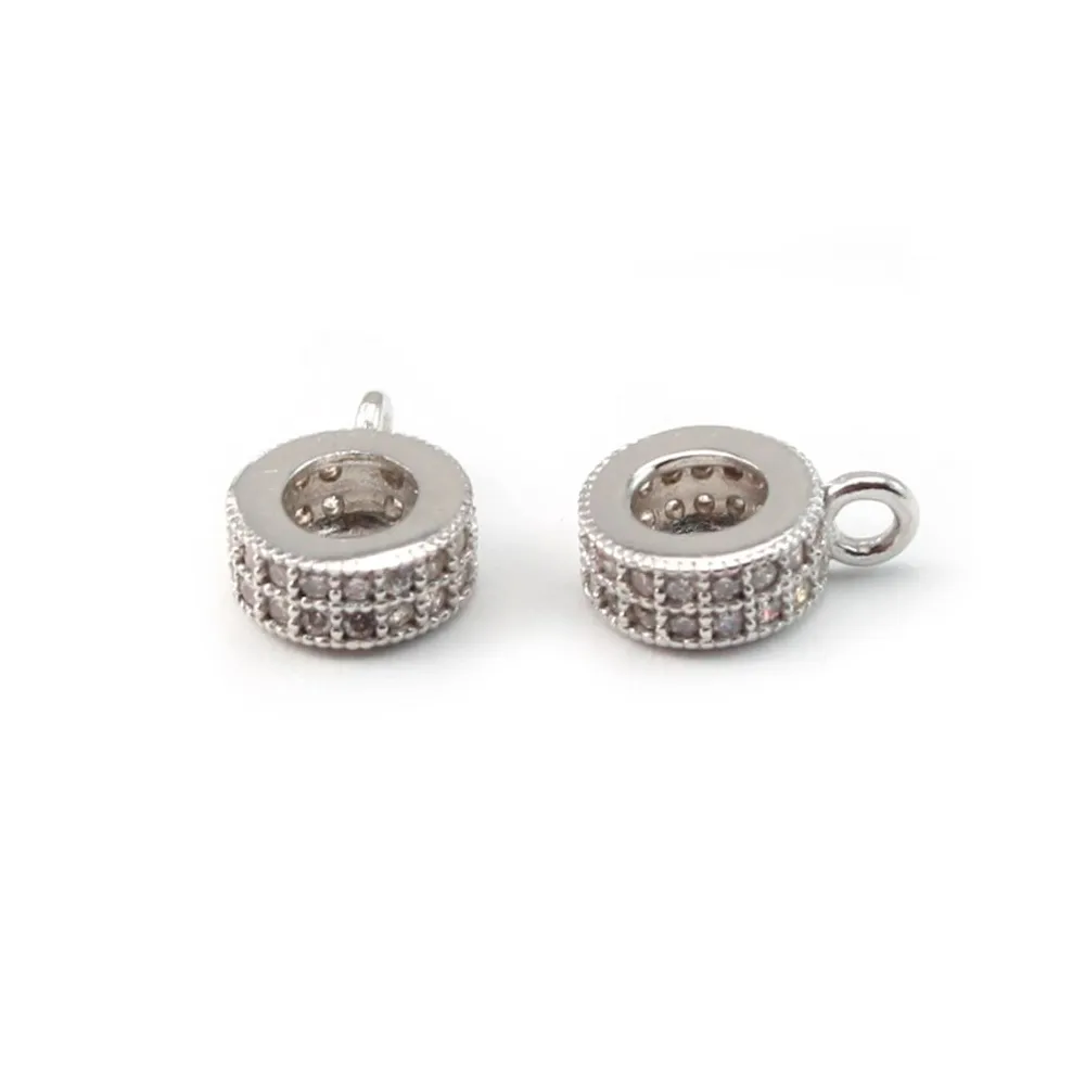 Attache pendentif rond zicon 10 mm en Argent 925 x1