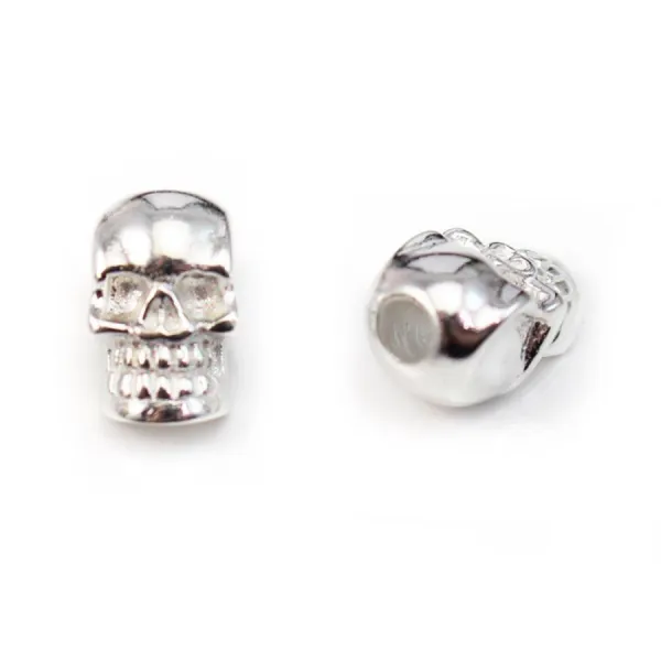 925 Sterling Silver skull pendant , 7x12mm  x 1pc 