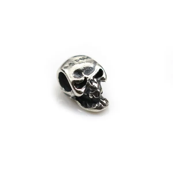 Pendentif en forme de tête de mort, en argent 925, de taille 5x10mm x 2pcs