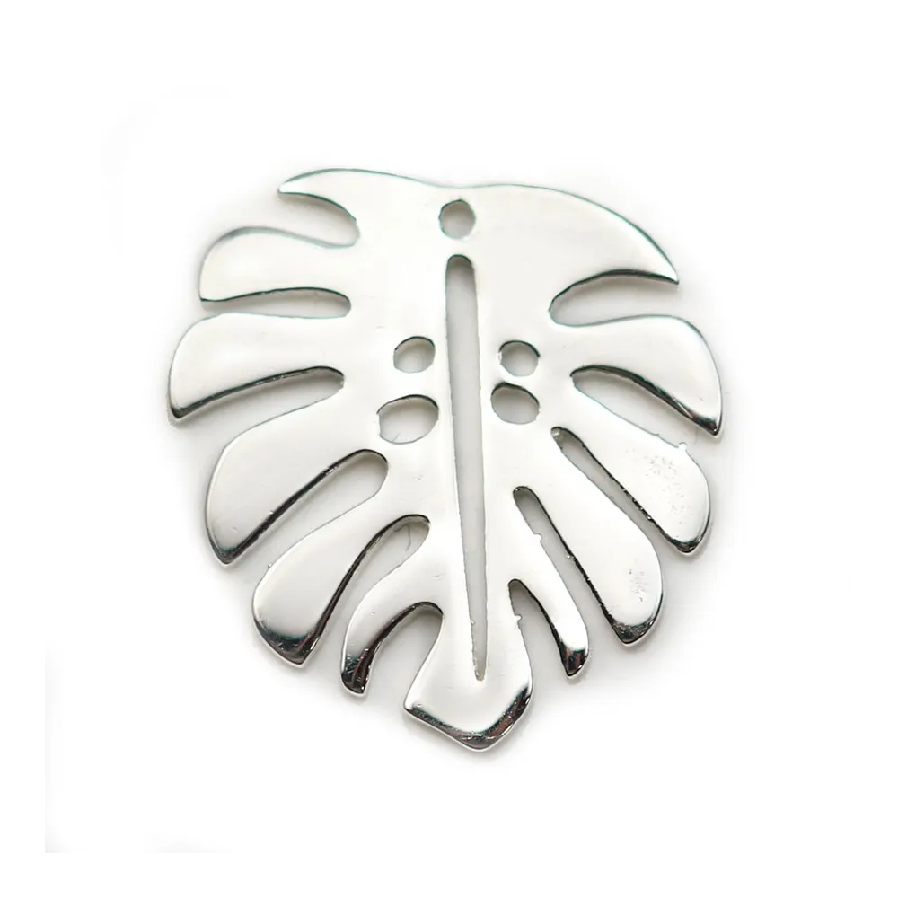 Breloque en argent 925, en forme de feuille, 15 * 16mm x 1pc
