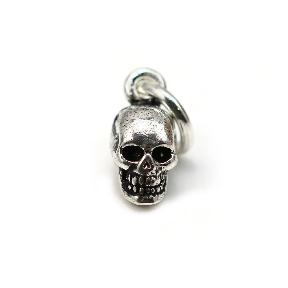 Breloque en forme de tête de mort, en argent 925, de taille 5x11mm x 1pc