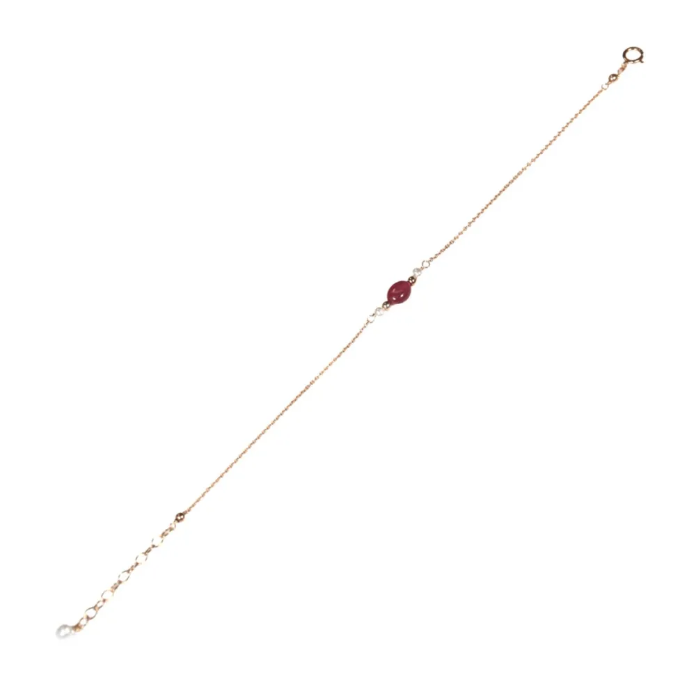 Bracelet en gold filled rosé & Rubis x 1pc