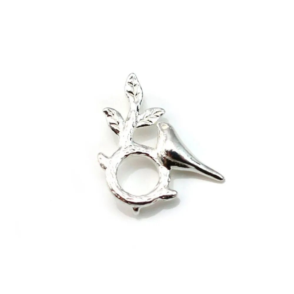 Pendentif branche et oiseau , argent 925 ,15.5x18mm x 1pc