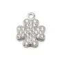 Pendentif en argent 925 rhodié & zirconium, en forme de fleur, 9x11mm x 1pc
