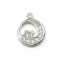 Breloque en argent 925 & zirconium, en forme de vague, mesurant 7mm x 1pc