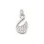 Breloque en argent 925 & zirconium, en forme de cygne, mesurant 6.5x13.5mm x 1pc