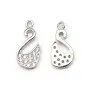 Breloque en argent 925 & zirconium, en forme de cygne, mesurant 6.5x13.5mm x 1pc