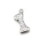 Breloque en argent 925 & zirconium, en forme d'os, mesurant 5x12mm x 1pc