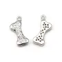 Breloque en argent 925 & zirconium, en forme d'os, mesurant 5x12mm x 1pc