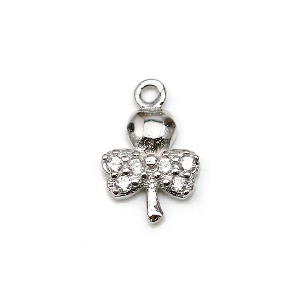 Breloque en argent 925 & zirconium, en forme de libellule mesurant 6.7x10mm x 1pc