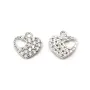 Breloque en argent 925 & zirconium, en forme de coeur, mesurant 8.9x9mm x 1pc