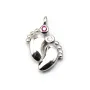 Breloque en argent 925 pieds&zirconium  9x14mm x 1pc