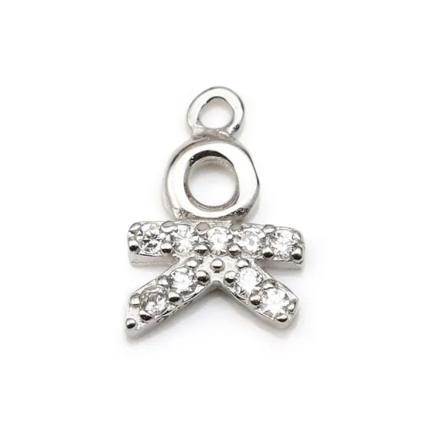Pendant, 925 sterling silver & zirconium oxide, in the shape of a little man, 7.5 * 10mm x 1pc