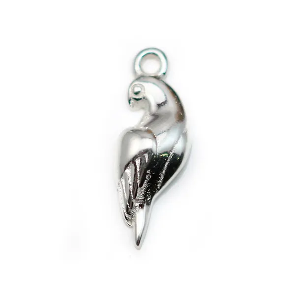 Breloque en argent 925, en forme d'oiseau, 14.5 * 5mm x 1pc