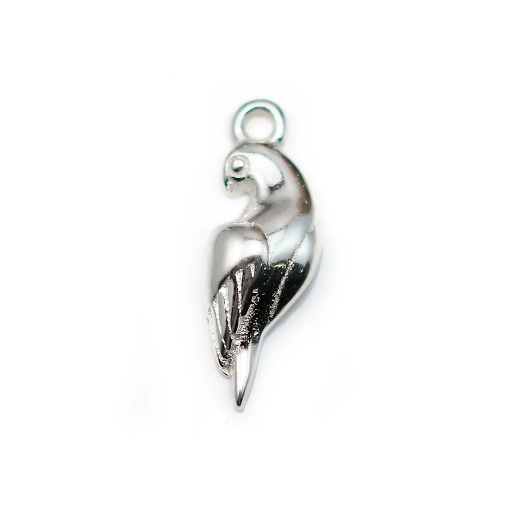 Breloque en argent 925, en forme d'oiseau, 14.5 * 5mm x 1pc