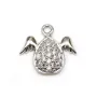 Pendentif en argent 925 rhodié & oxyde de zirconium, goutte ailée, 8x9mm x 1pc