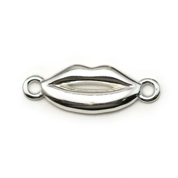 Charm in 925 silver, in the shape of a mouth, 6 * 17mm x 1pc