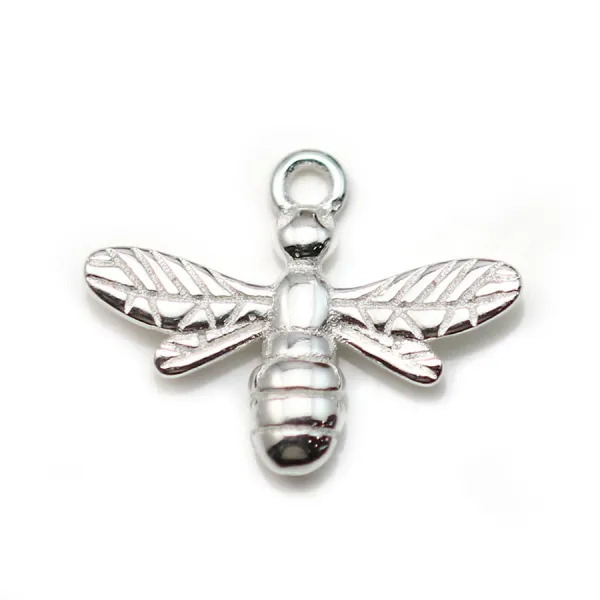 Charm in 925 silver, in the shape of a bee, 15 * 11.5mm x 2pcs