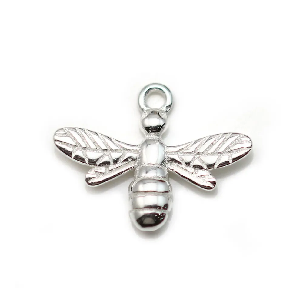 Breloque en argent 925, en forme d'abeille, 15 * 11.5mm x 2pcs