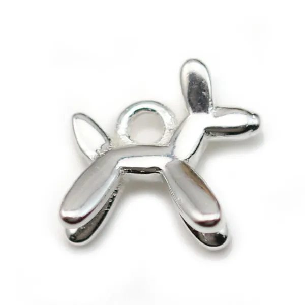Charm in 925 silver, in the shape of a little dog, 9.8 * 10.5mm x 1pc