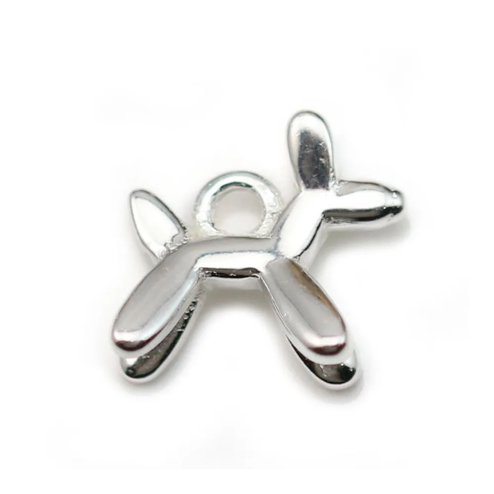 Breloque en argent 925, en forme de petit chien, 9.8 * 10.5mm x 1pc