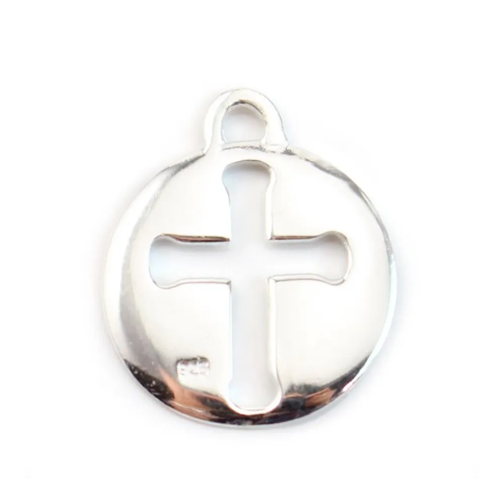 Breloque croix découpée Argent 925 15 mm x 1 pcs