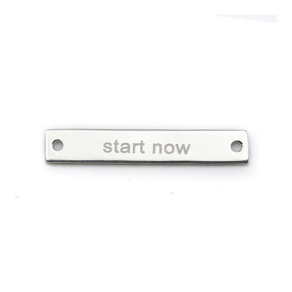Intercalaire en argent 925, en forme de tube gravé "start now", 22 * 3.5mm x 1pc