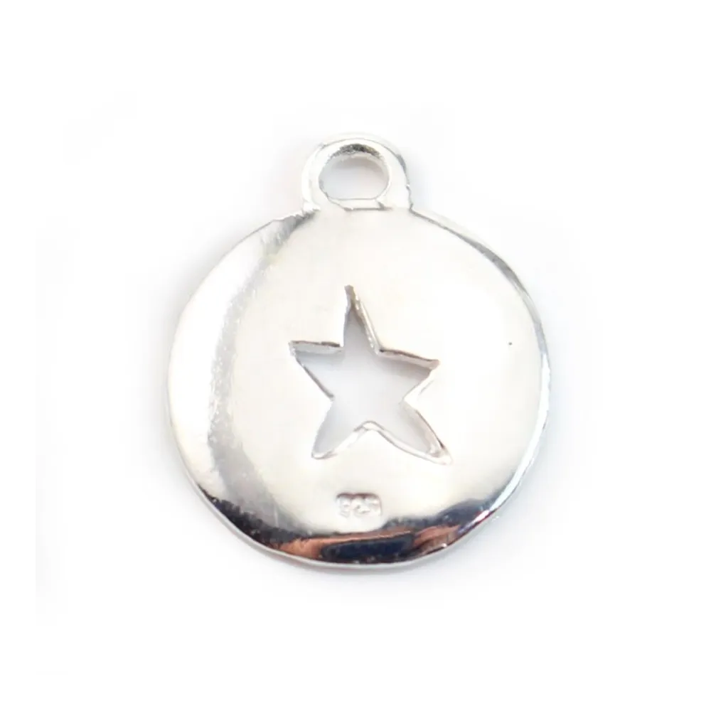 925 Sterling Silver cut star charm 15 mm x1 pcs